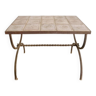 Ceramic and wrought iron coffee table