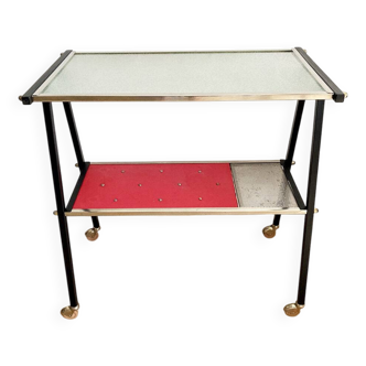 Desserte en verre et métal, années 1960