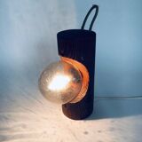 Brutalist wooden table or wall lamp attributed to Temde Leuchten, Switzerland, 1960s.