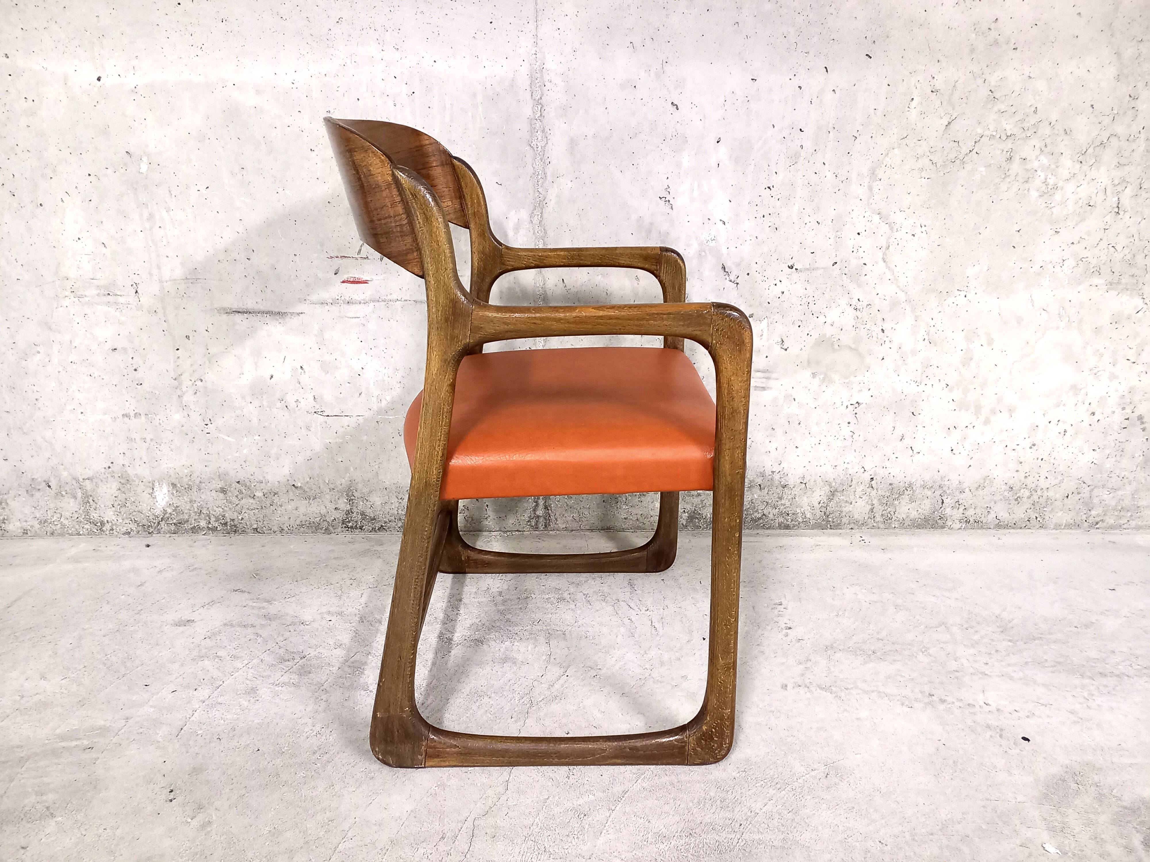 Vintage sleigh armchair brand Baumann 70s