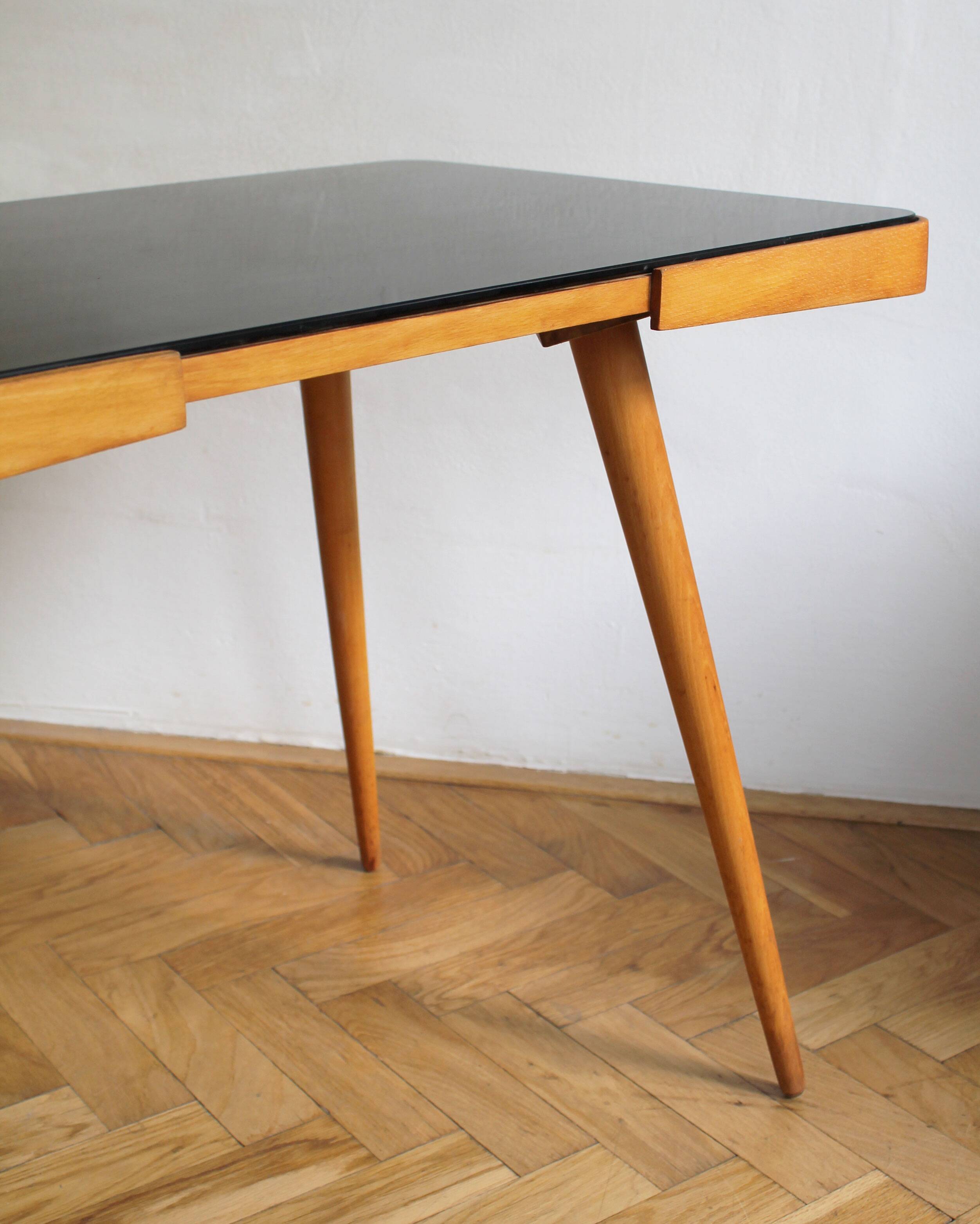 1960's Mid Century Coffee Table With a Black Opaxite Glass - Smaller version