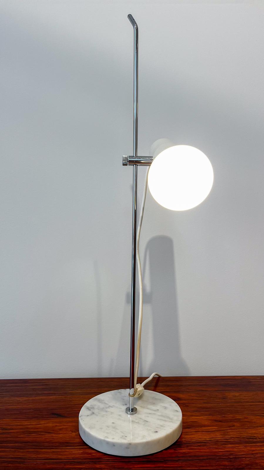 Table lamp model A4 in marble and steel by Alain Richard