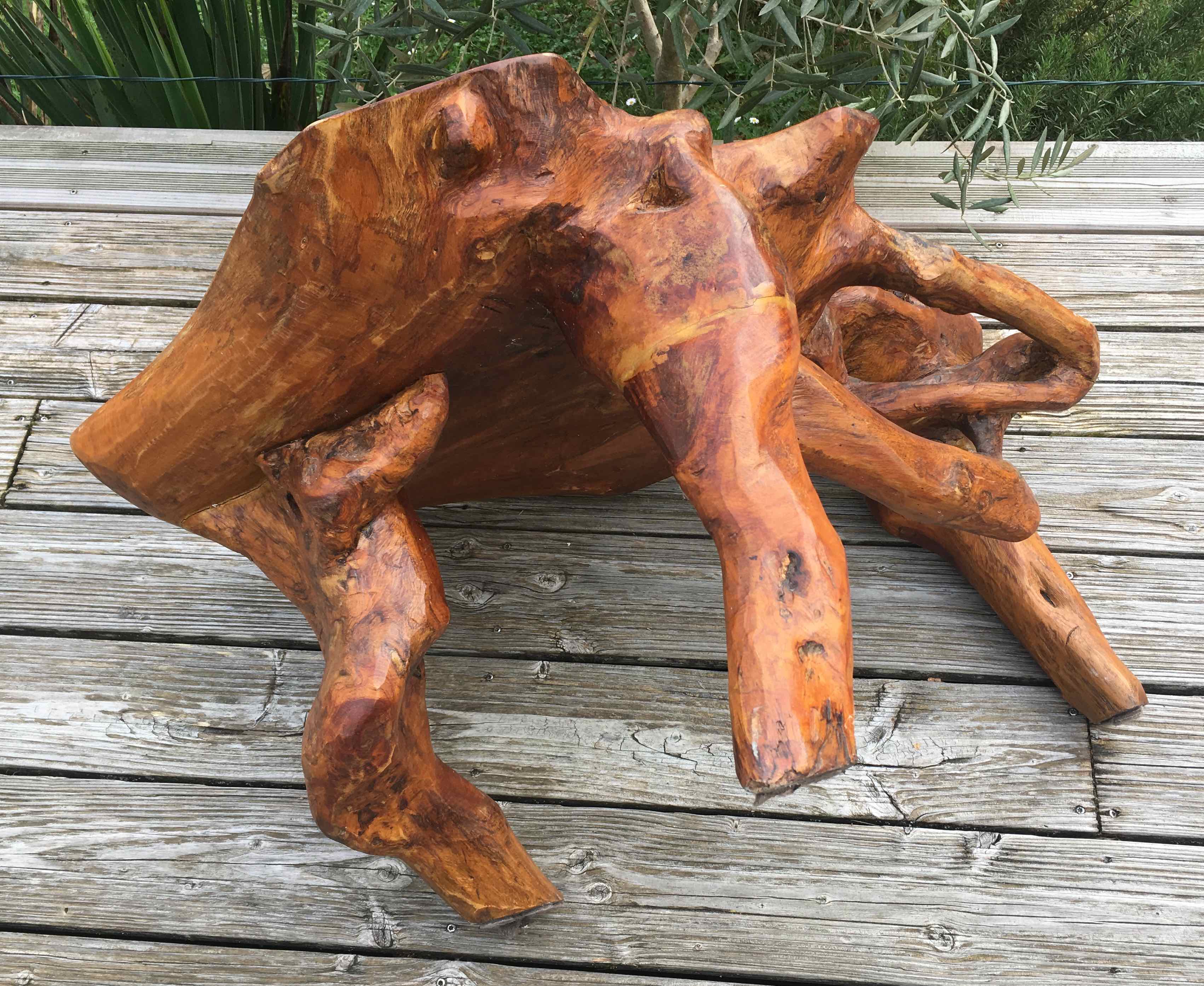 Brutalist teak root coffee table