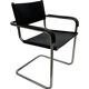 Set of 4 bauhaus cantilever chairs black leather and chrome design