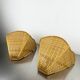 Pair of scalloped rattan wall sconces, sourced in Spain, 1980s