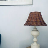 Large turned white wooden lamp