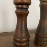 Vintage turned wooden pepper and salt mill