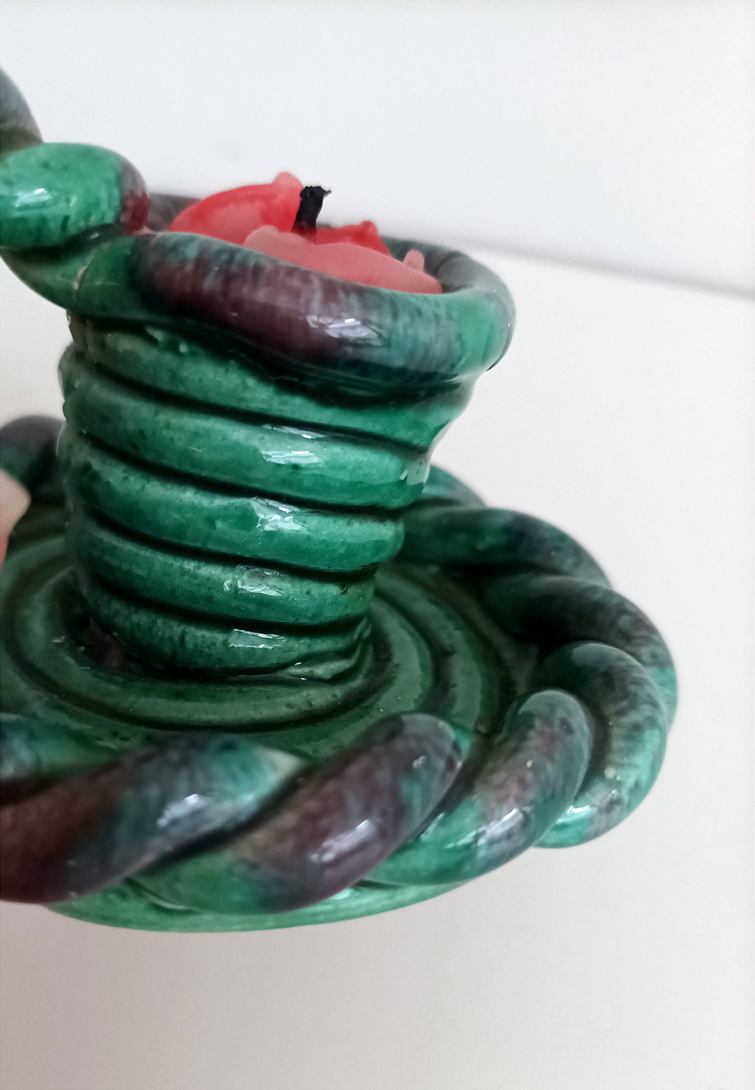 Quimper braided ceramic candle holder signed