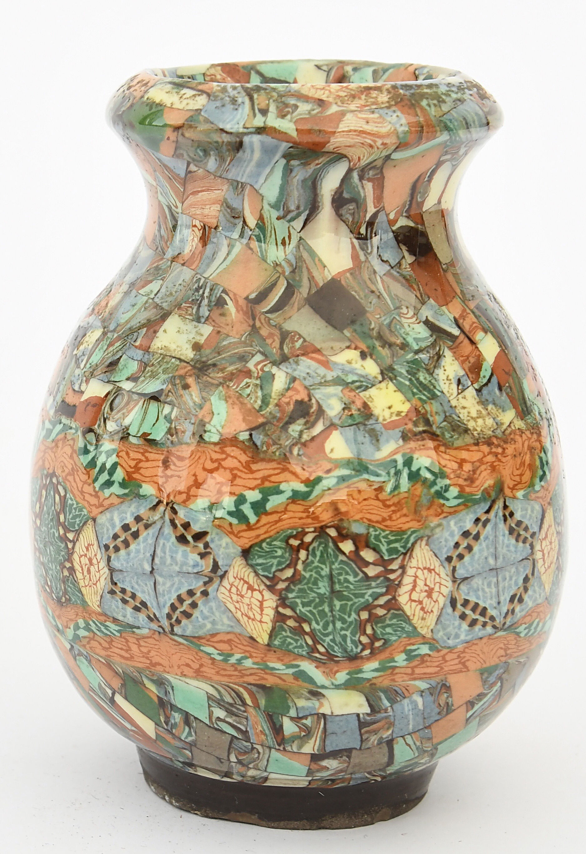 Earthenware vase mosaic by jean gerbino for vallauris