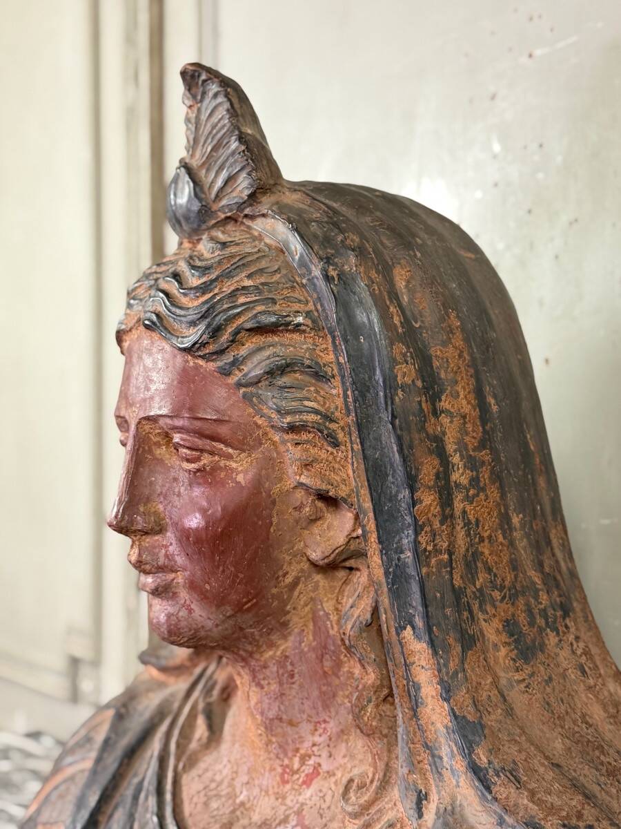 Etruscan-style terracotta bust, large-scale object, 19th century