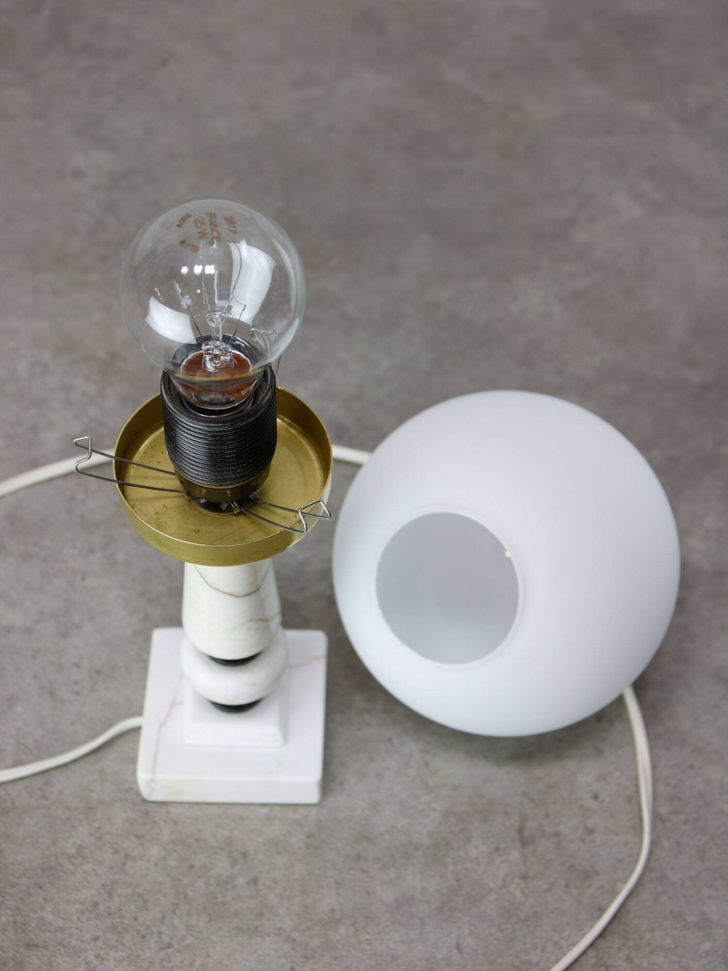 Vintage Italian Table Lamp in Brass and Marble, 1960s
