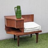 Vintage 1960s teak telephone hall bench
