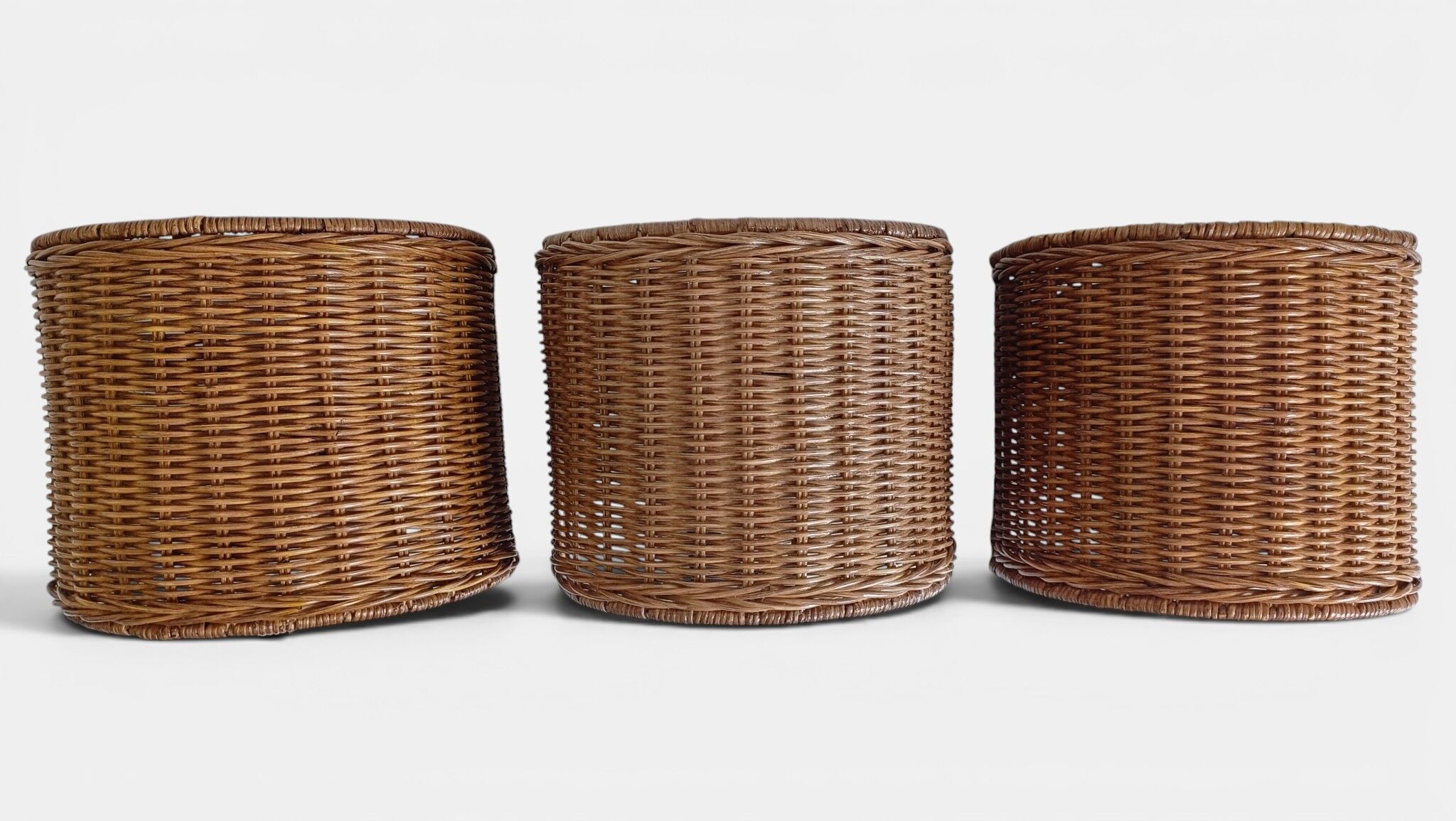 Spanish Mid-Century Wicker And Wrought Iron Wall Sconces, Three Available