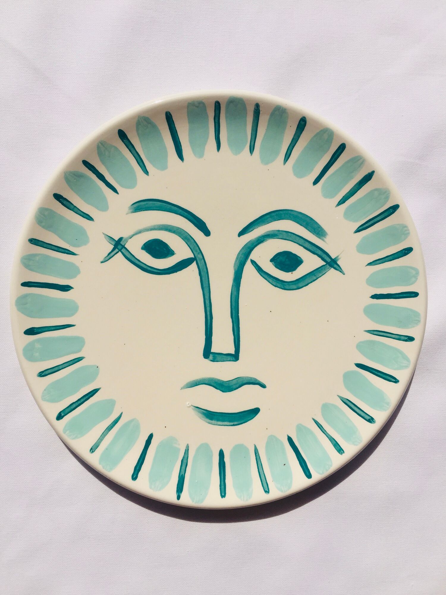 Set of 6 matching plates to hand-painted enamelled ceramic dinner