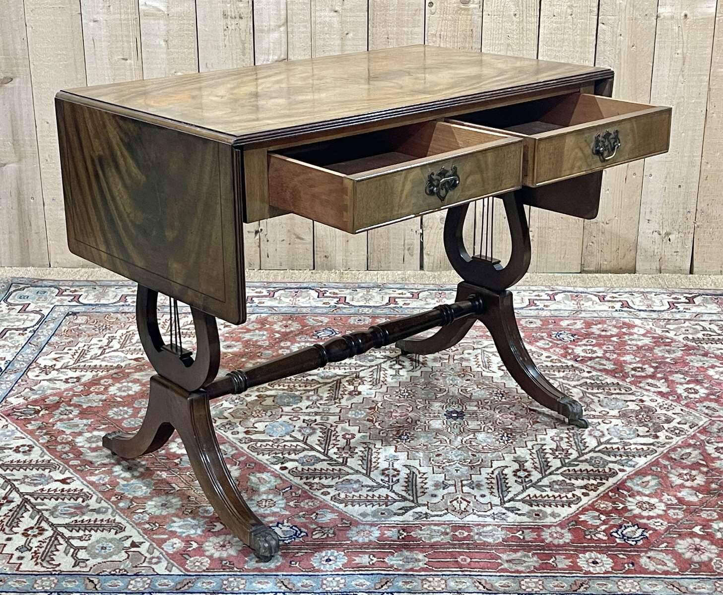 English flat desk with shelves, 1950s work in mahogany