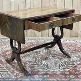 English flat desk with shelves, 1950s work in mahogany