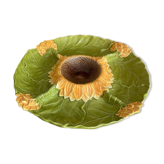Vintage Barbotine “sunflower” dish