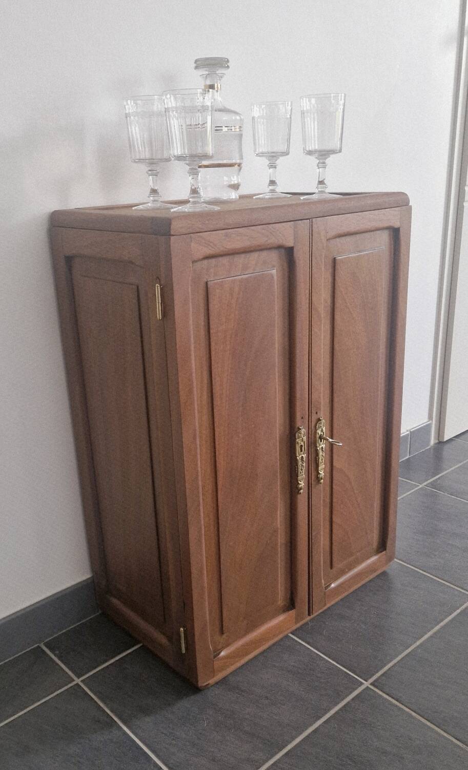1950s handcrafted cabinet - Solid mahogany wood - Unique piece