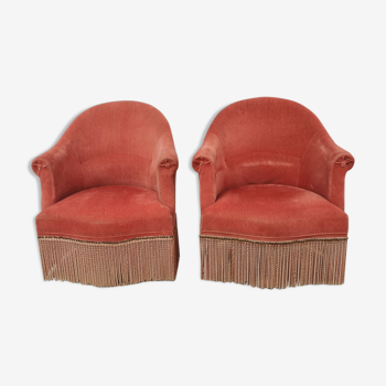 Paire de fauteuils crapaud rose