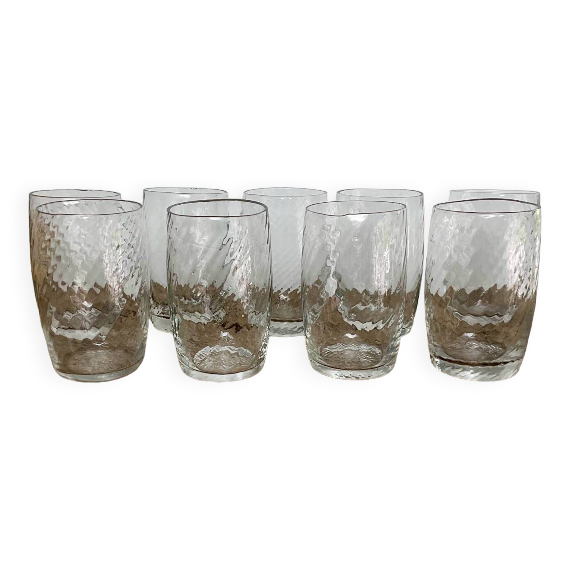 9 small vintage twisted glasses