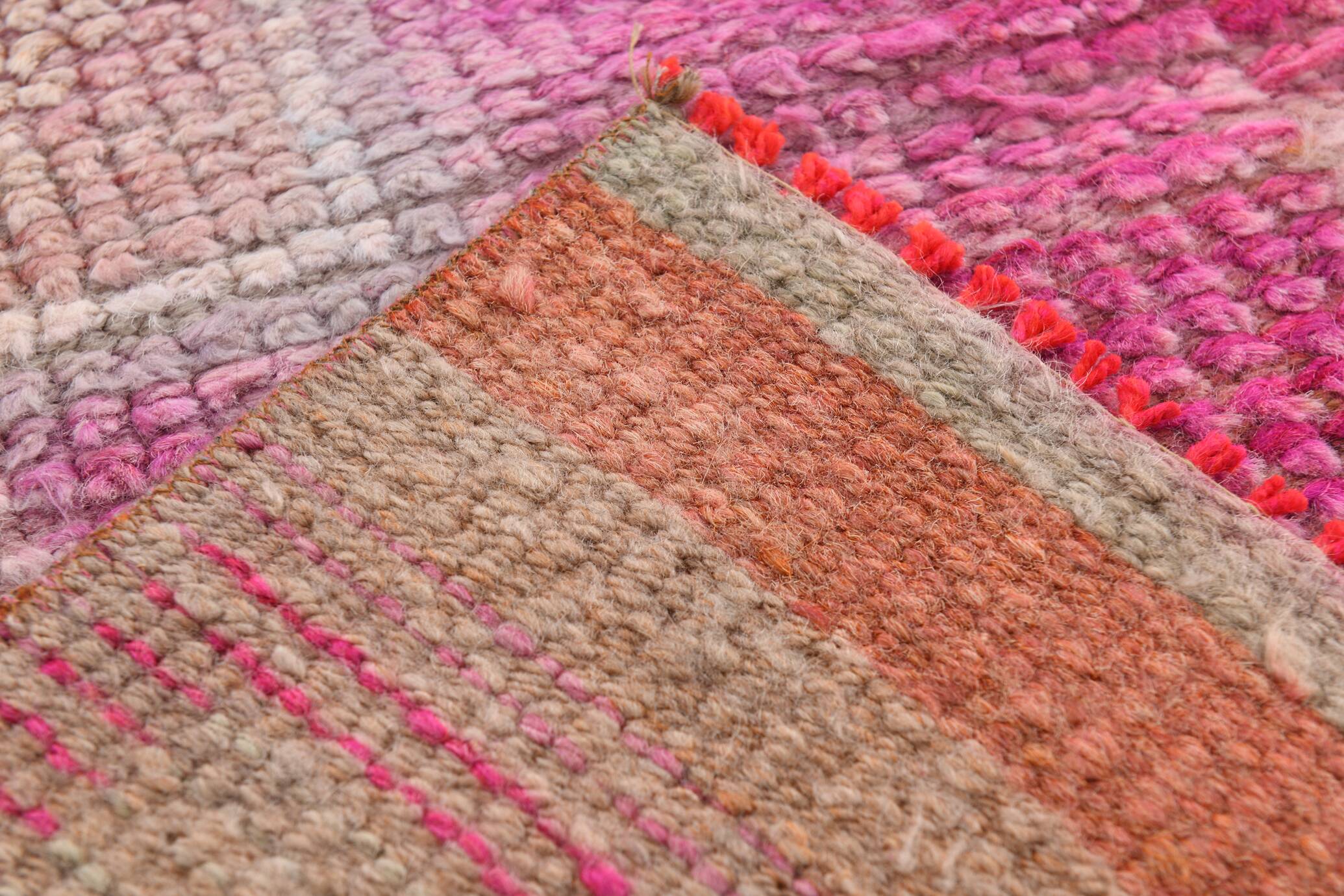Faded Pink Geometric Style Vintage Runner Rug, Rug For Kitchen, 87x302