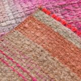 Faded Pink Geometric Style Vintage Runner Rug, Rug For Kitchen, 87x302