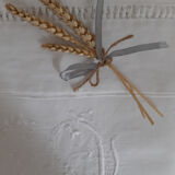 Old linen yarn embroidered and monogrammed