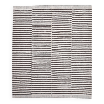 8x10 Pinstriped Brown & White Vintage Rug, 265x300Cm SK 240422