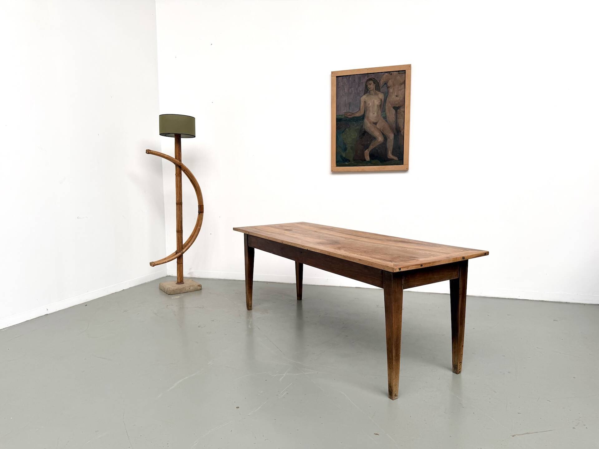 Solid walnut farmhouse table, 1950s.