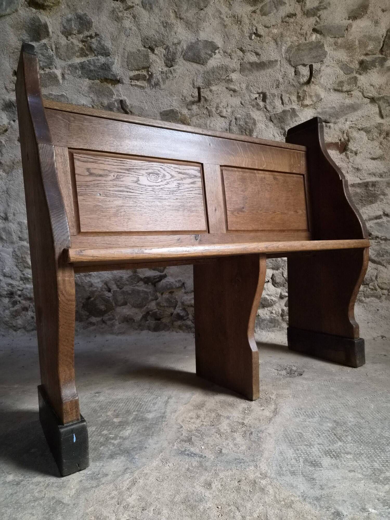 Antique church bench in oak, circa 1900–1920