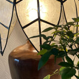 Mother-of-pearl and olive wood lamp