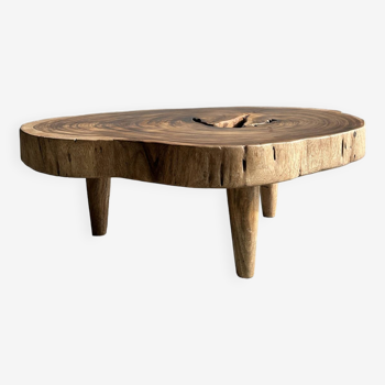 Large coffee table, natural monoxyl wood top (suar) - Awan