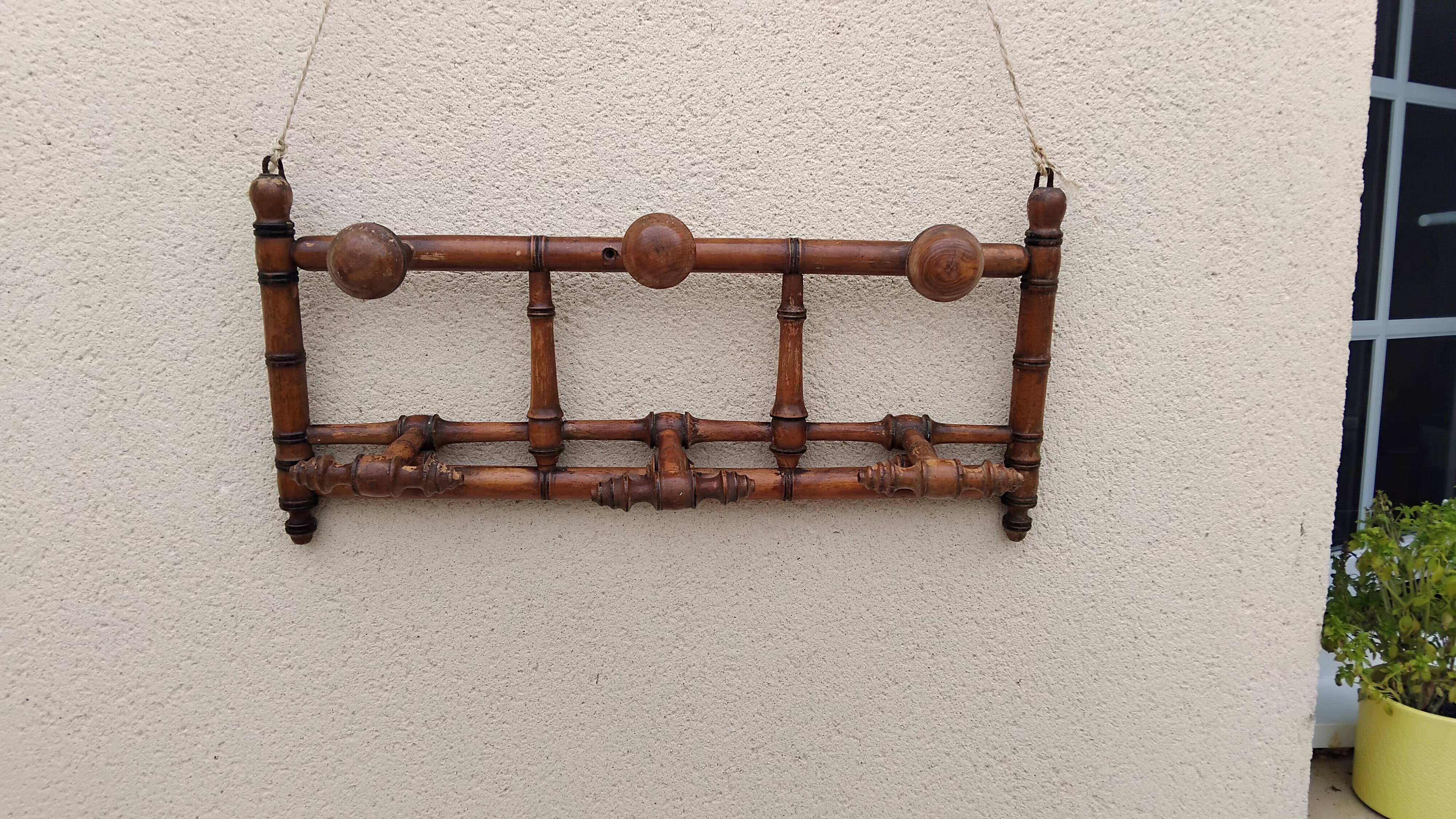 Antique wall coat rack imitation vintage bamboo