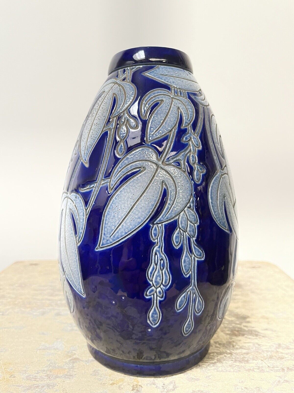 Betschdorf alsace sandstone, pretty krumeich remmy vase, art nouveau décor