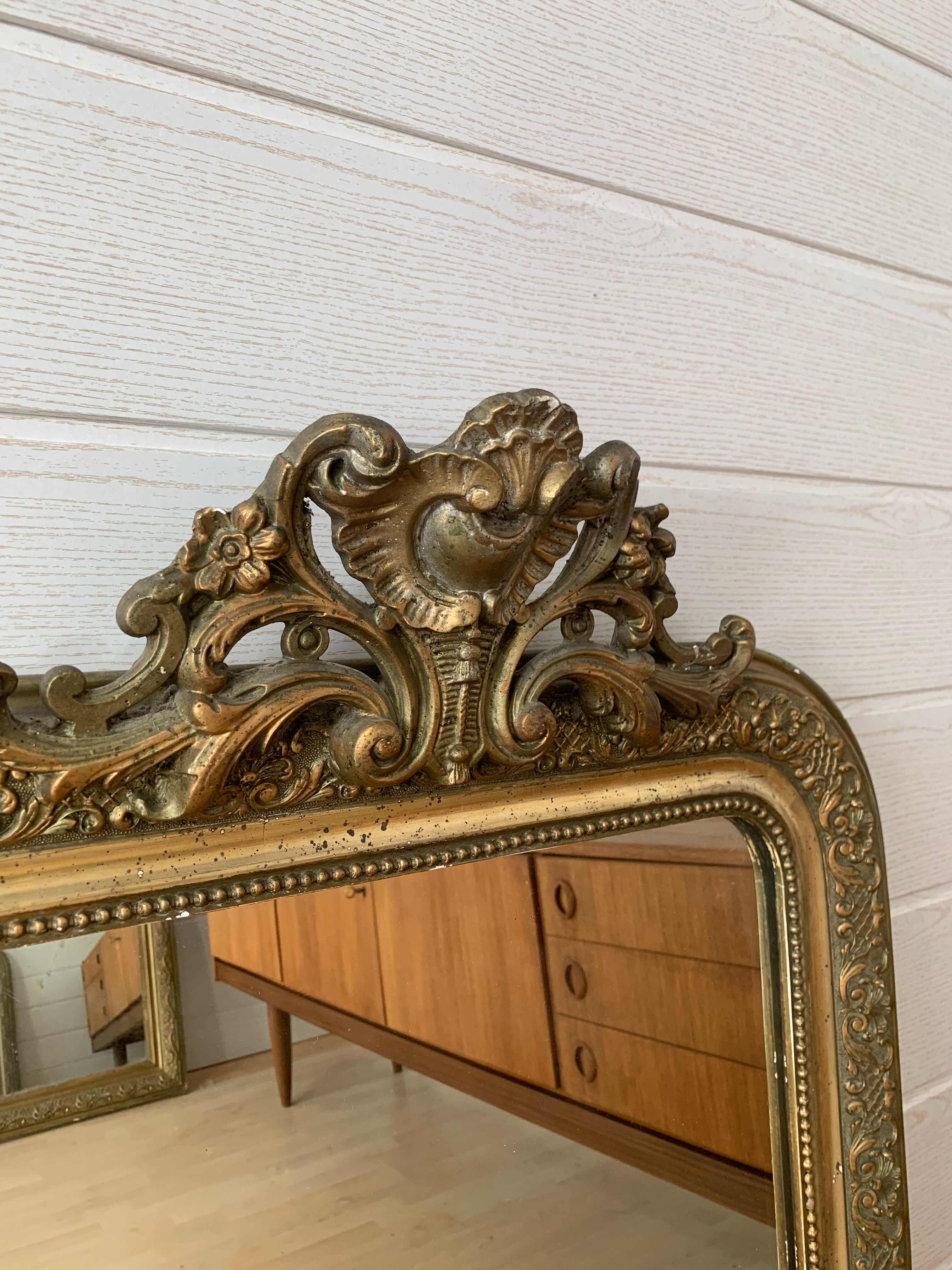 Old pediment mirror louis Philippe 19th - 65x100