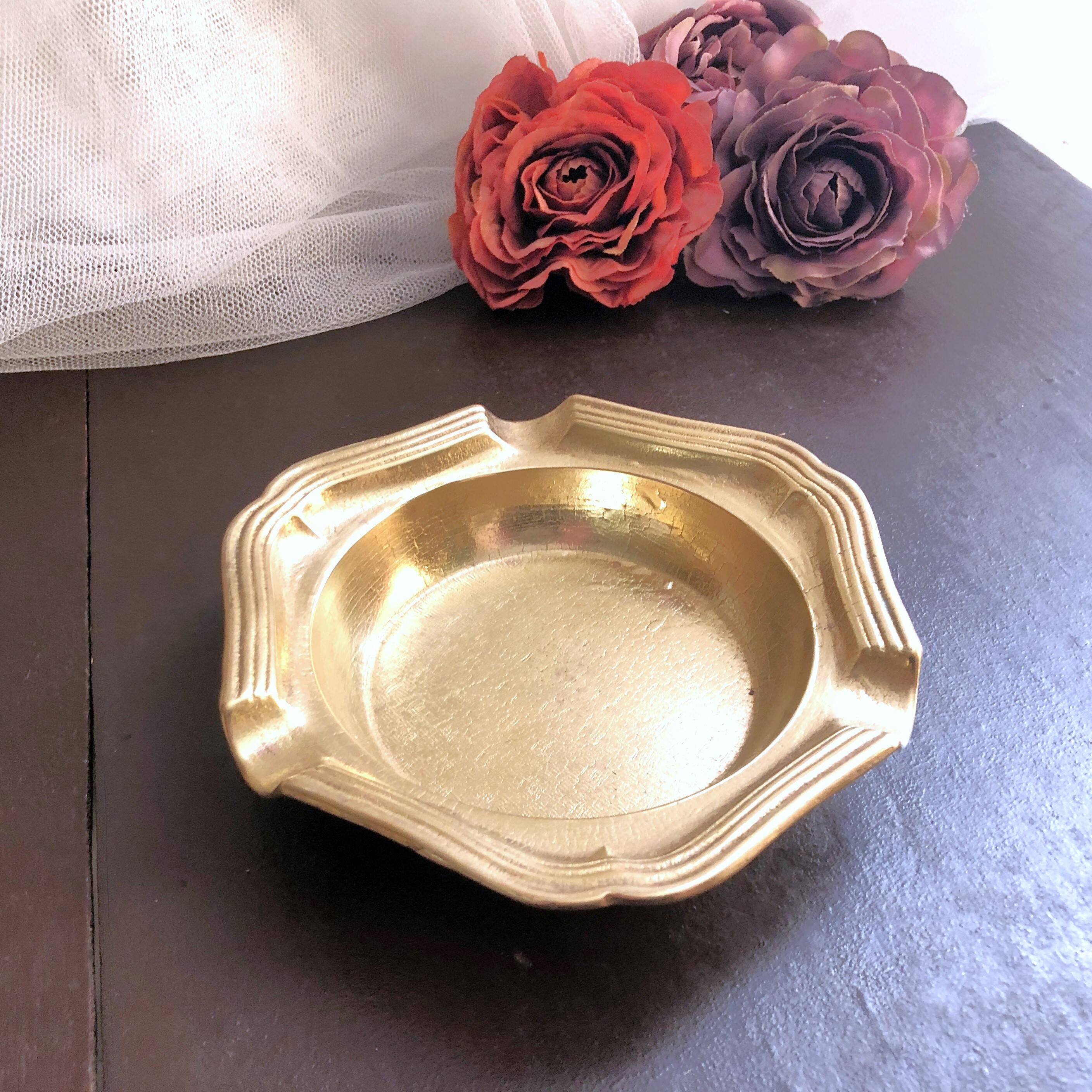 Retro golden brass ashtray