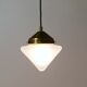 Up to 7 Art Deco brass pendant lights with conical glass shades, Vienna 1930s.