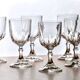 Set of 6 antique wine glasses in pearl-cut crystal