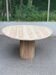 Scandinavian round dining table with a central base, stripped, made of solid raw wood, 90.