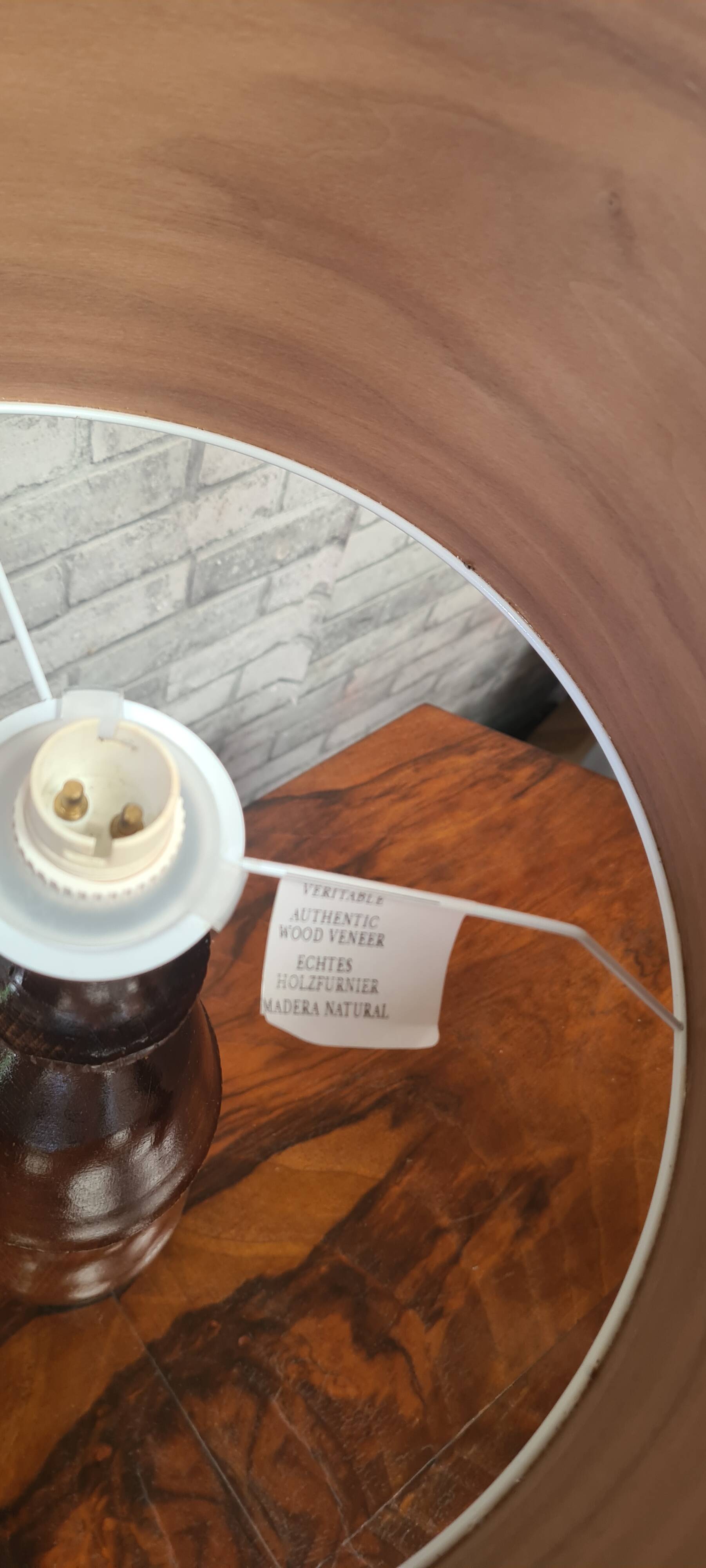 pair of 1960s Scandinavian lamps in solid varnished wood and veneered lampshades