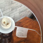 pair of 1960s Scandinavian lamps in solid varnished wood and veneered lampshades
