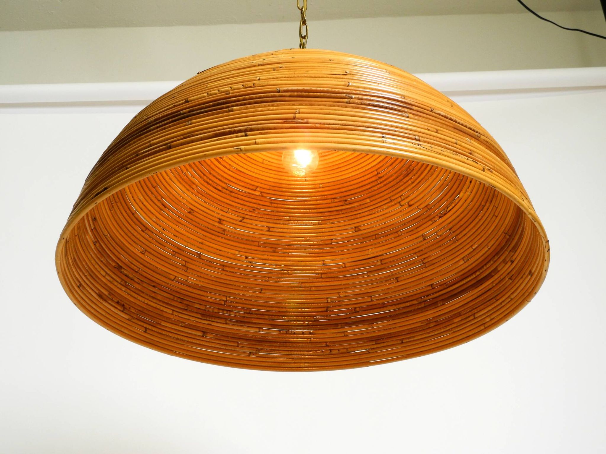 Italian 1970s bamboo ceiling pendant lamp | Ø 72 cm | Vivai del Sud