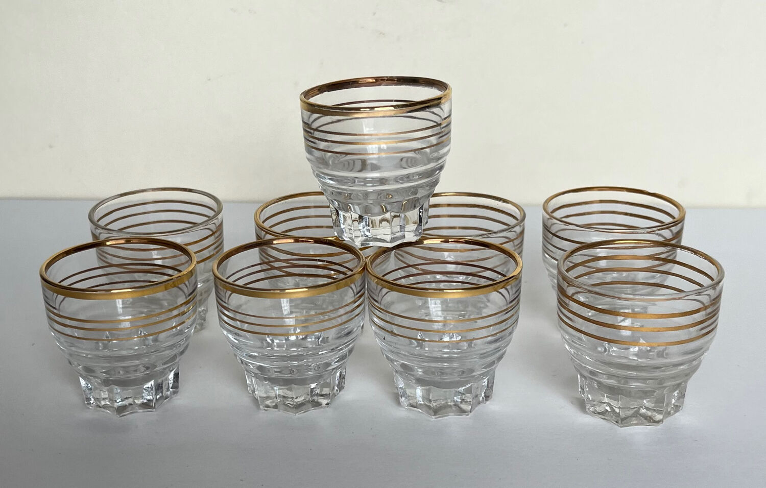 9 vintage shot glasses