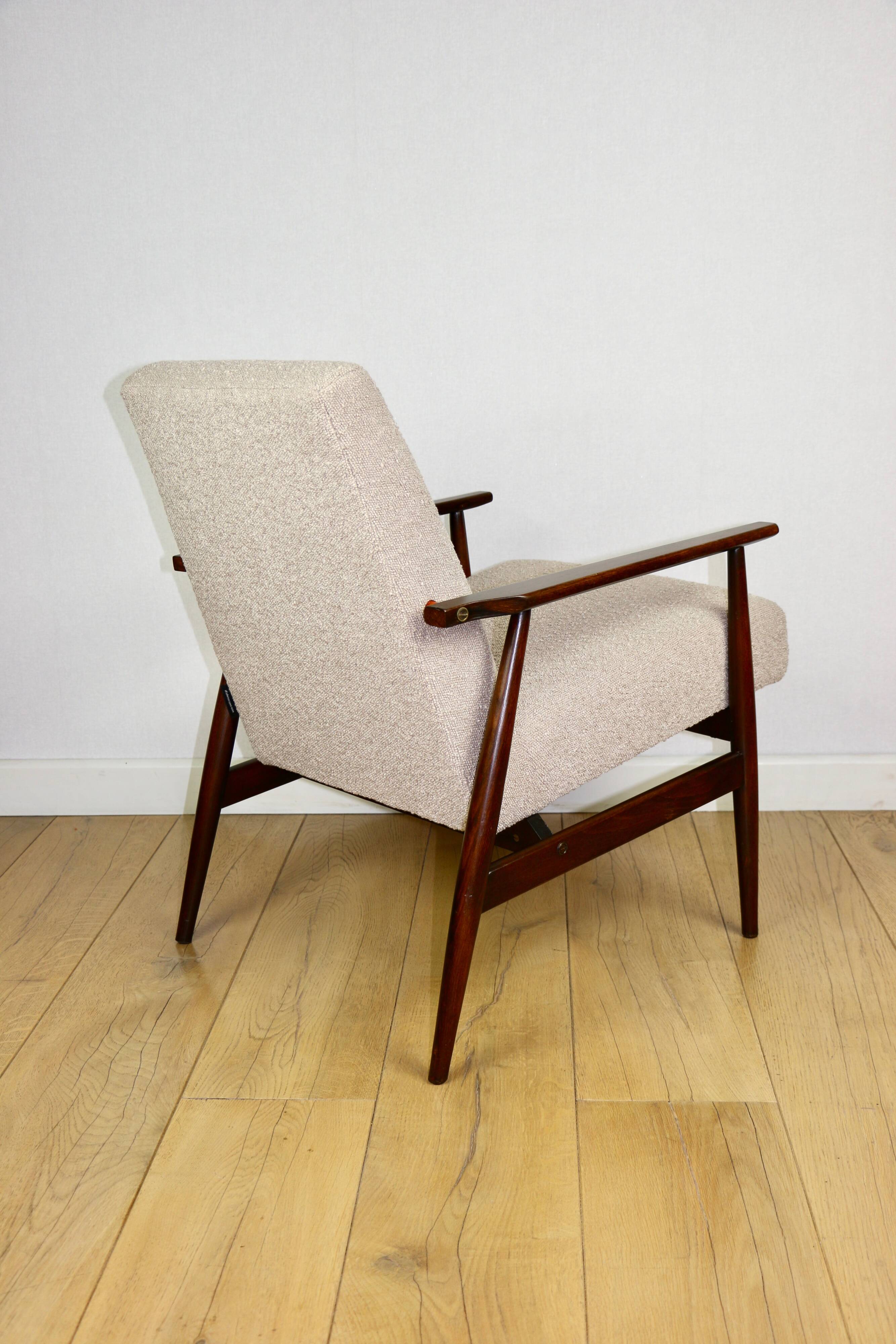Armchair 'Lis', 1970s beige boucle design by Henryk Lis