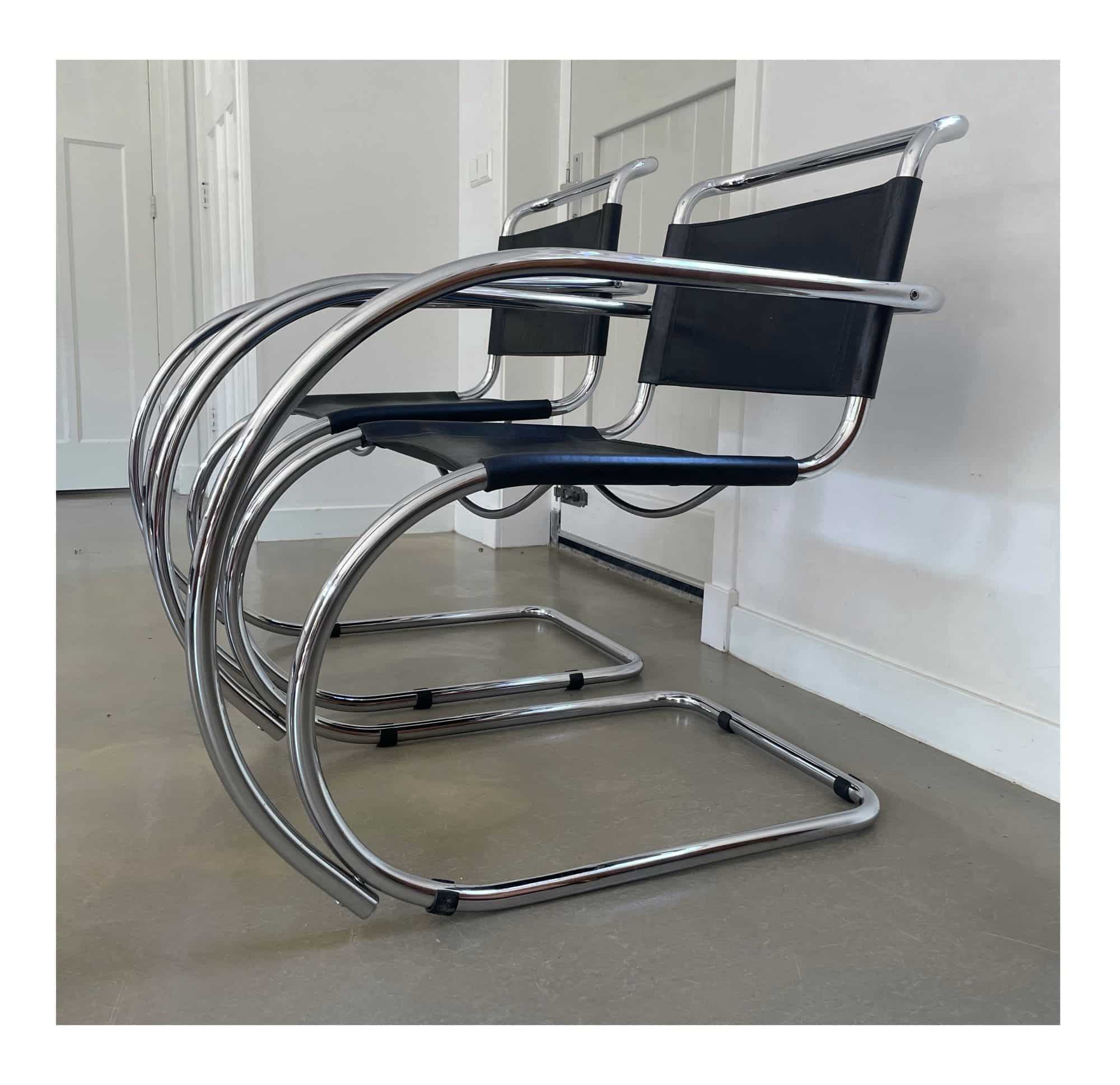 MR20 cantilever chairs, Mies van der Rohe, Fasem, 1970s