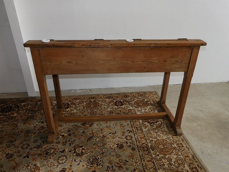 Former double desk of school office in pine of the nineteenth century