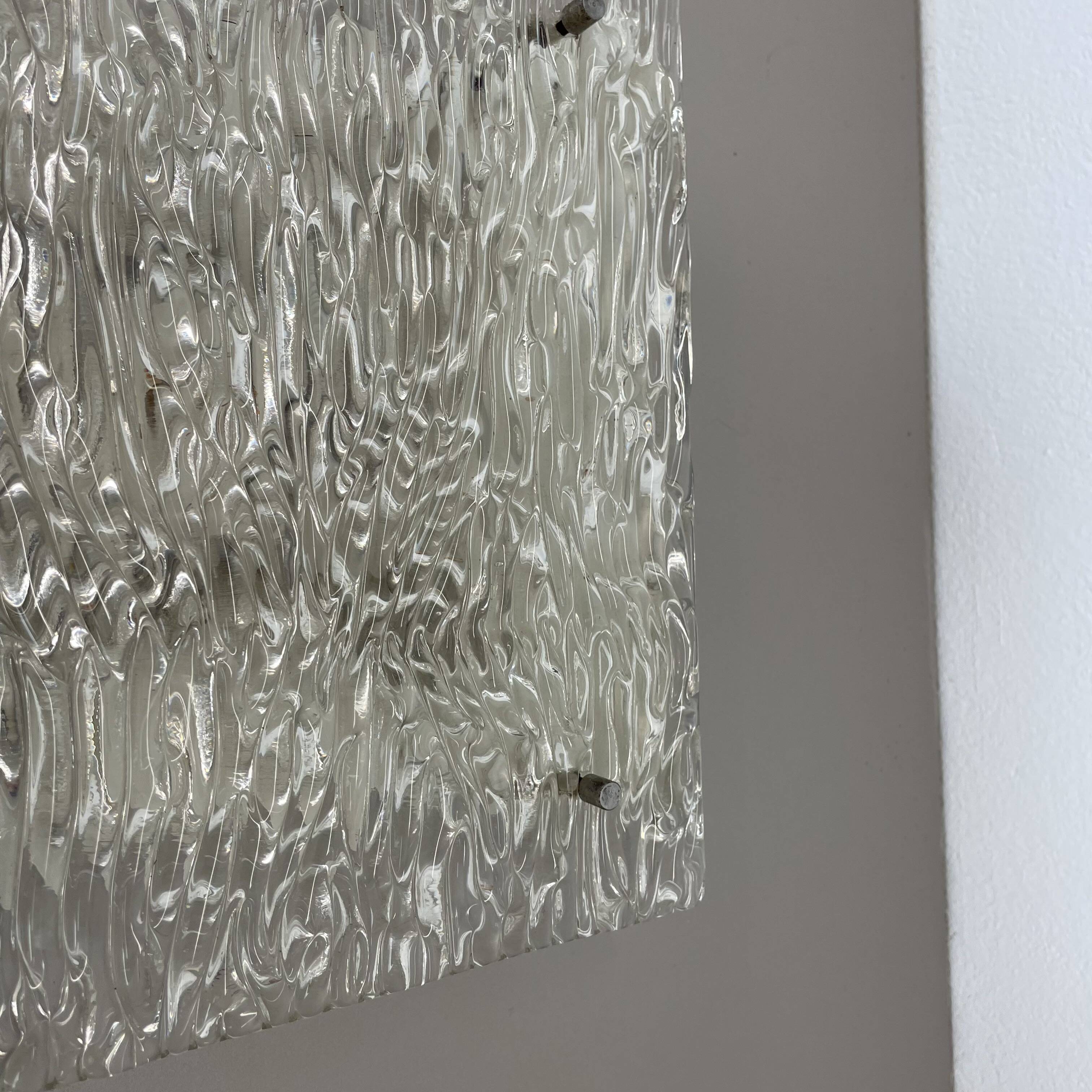 Large organic Hollywood Regency Ice Glass Wall Light Made by Kalmar Lights