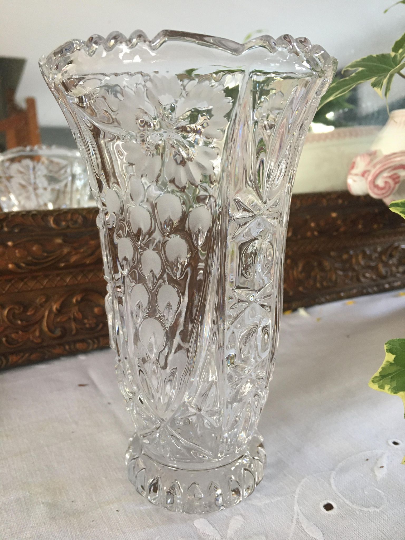 Vintage Bohemian crystal vase