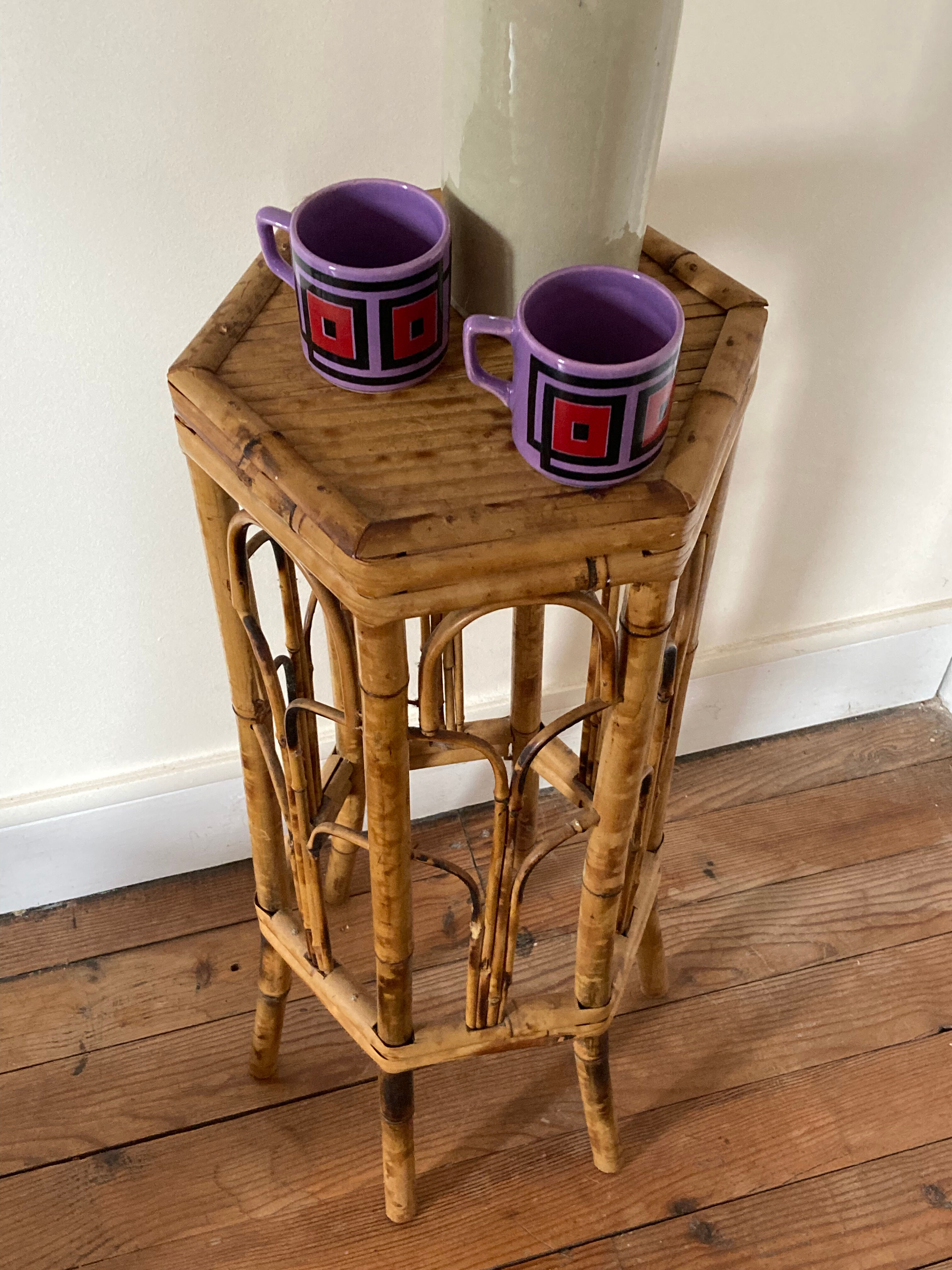 Rattan harness / bamboo console high table