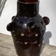 Brutalist lamp in black / brown ceramic openwork 1970